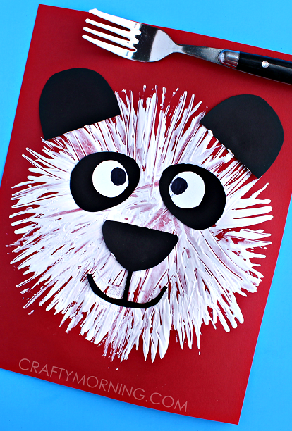 cute-fork-print-panda-bear-kids-craft-