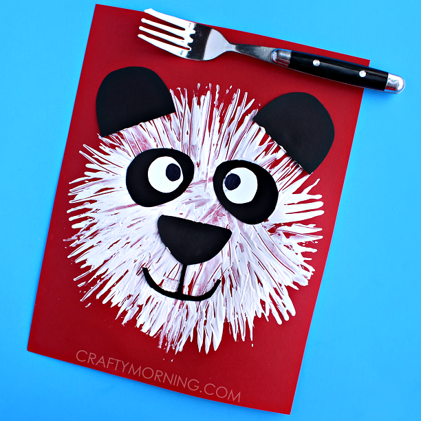 Fork Print Panda Bear Kids Craft