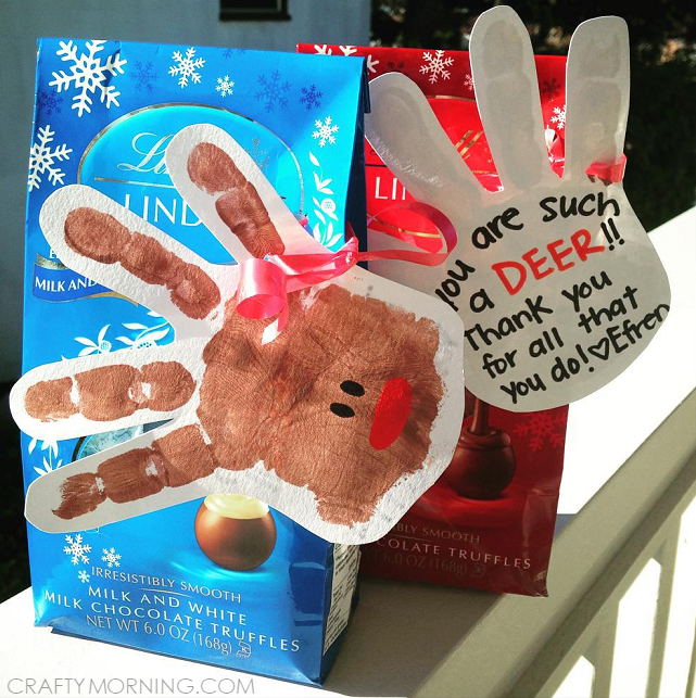 Handprint Reindeer Thank You Gift Idea