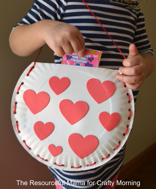 Paper Plate Valentine Bag Craft for Kids