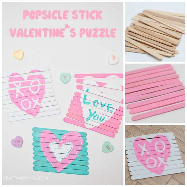 Valentine's Day Popsicle Stick Puzzles (Kids Craft)
