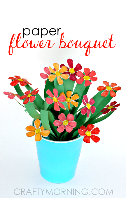 How To Make A Construction Paper Flowers Bouquet - Color Me Crafty