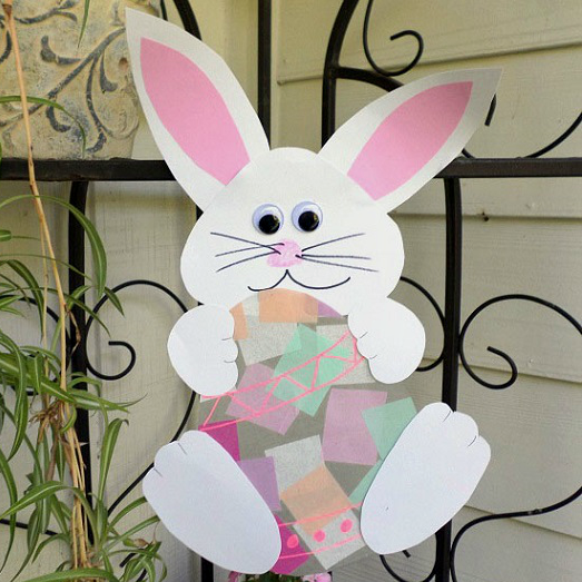 Bunny Holding an Easter Egg Suncatcher