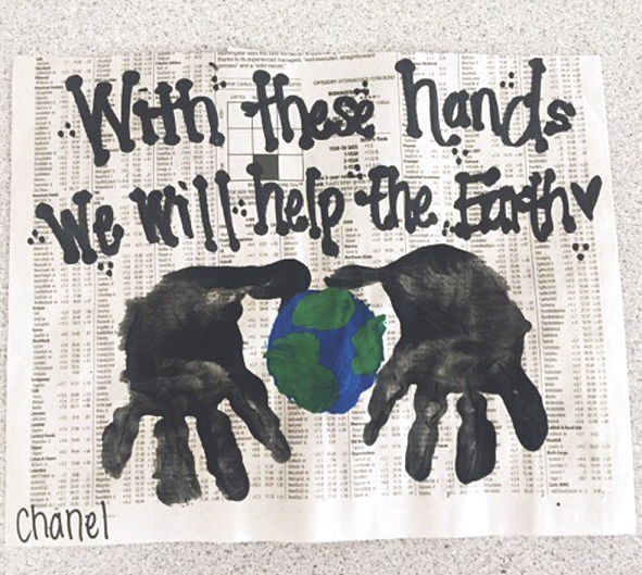 Handprint Earth Day Craft (Using Newspaper)