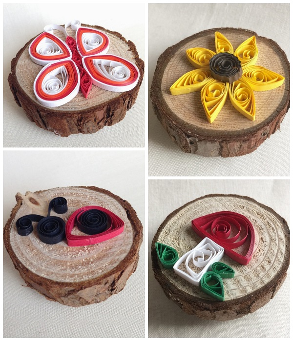 summer quilled wood magnets craft