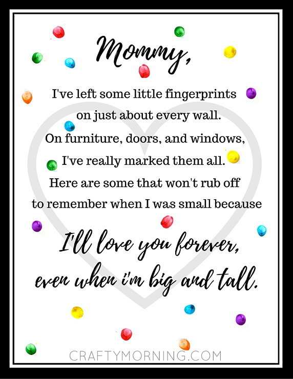 Free Mother's Day Fingerprint Poem Printable