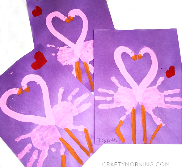 Handprint Pink Flamingo Valentines Day Craft