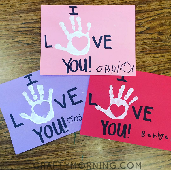 I Love You Handprint Valentine's Day Card