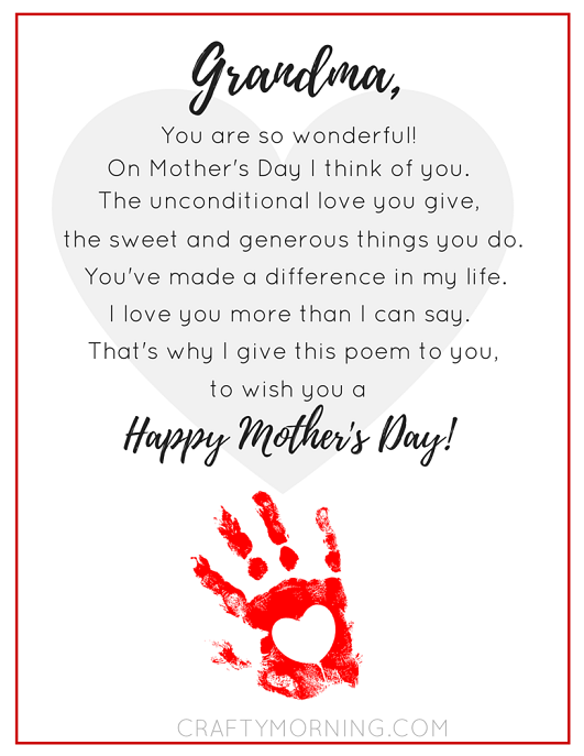 9 Free Mother's Day Printables (Poems) Crafty Morning