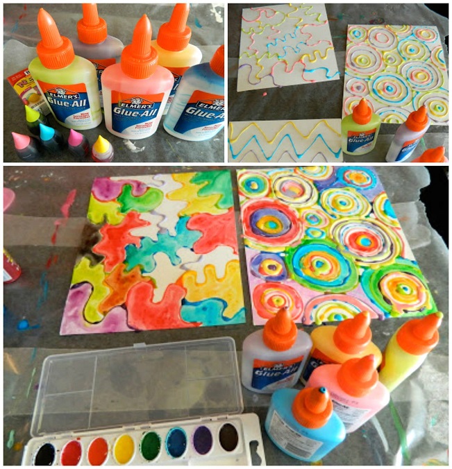 Watercolor & Glue Bottle Art for Kids
