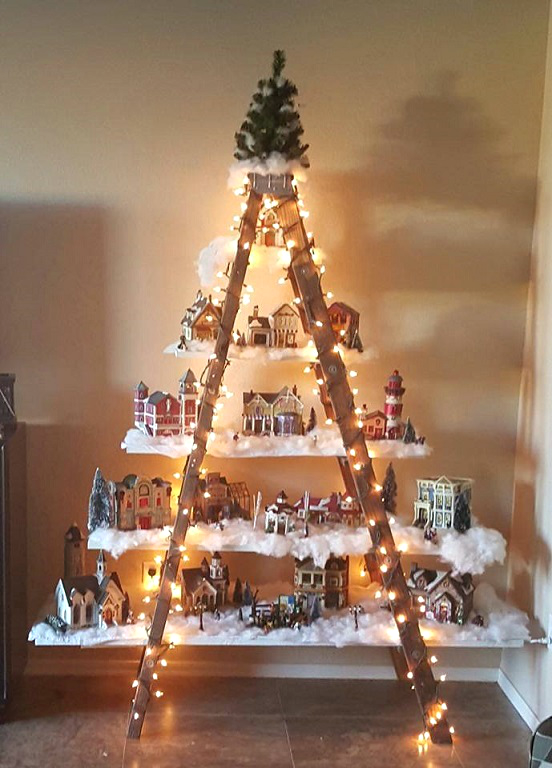 Beautiful Christmas Village Ladder Displays