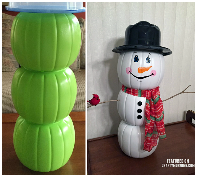 Plastic Pumpkin Snowman/Fall Decoration