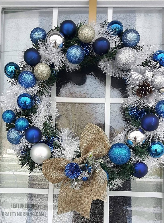 Blue Winter Christmas Ornament Wreath