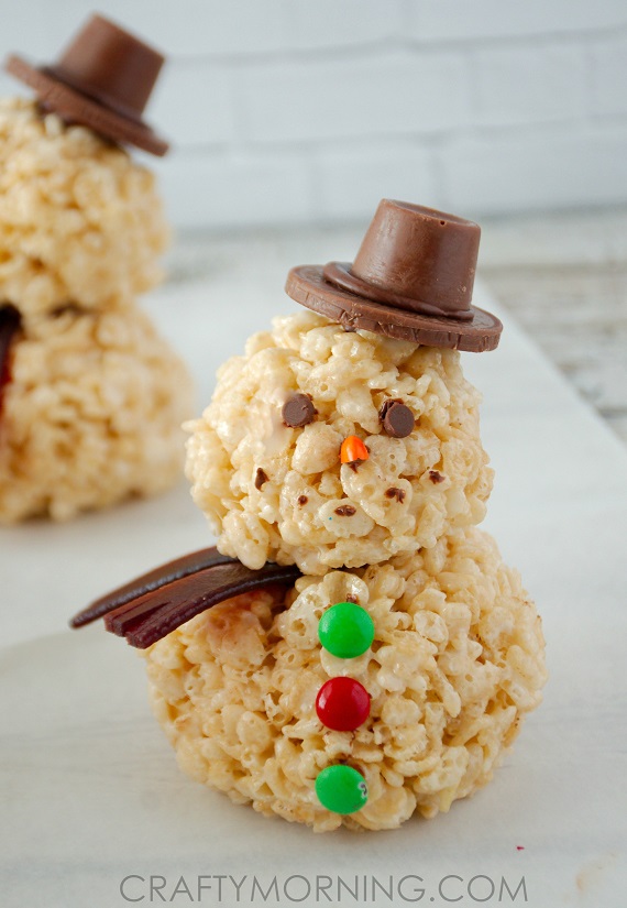 rice krispie snowman treats for christmas
