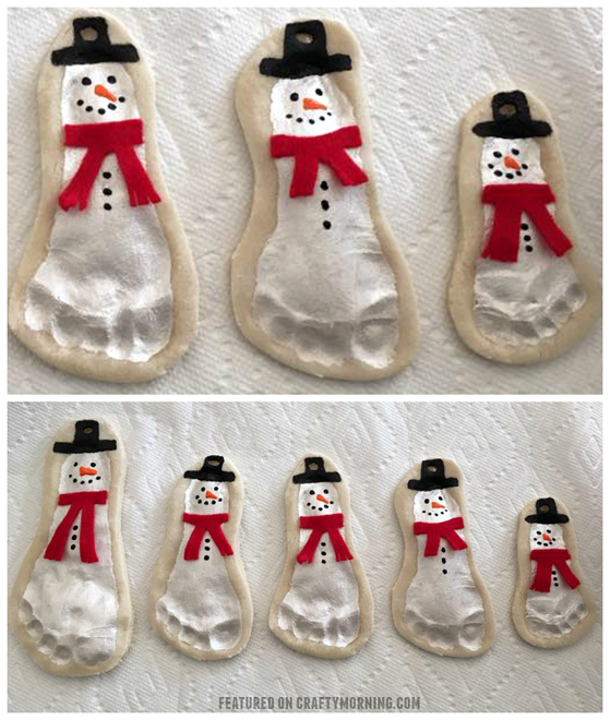 salt-dough-footprint-snowman-ornaments