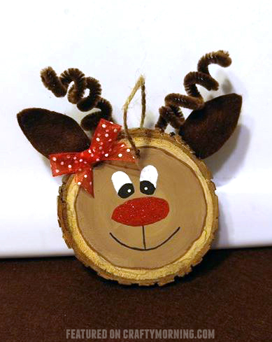 Wood Slice Reindeer Ornaments