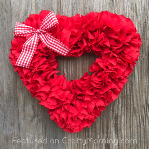 Fabric Strip Valentine Heart Wreath