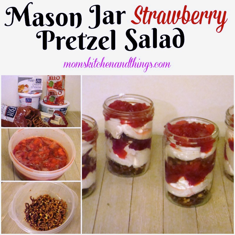 Mason Jar Strawberry Pretzel Salad
