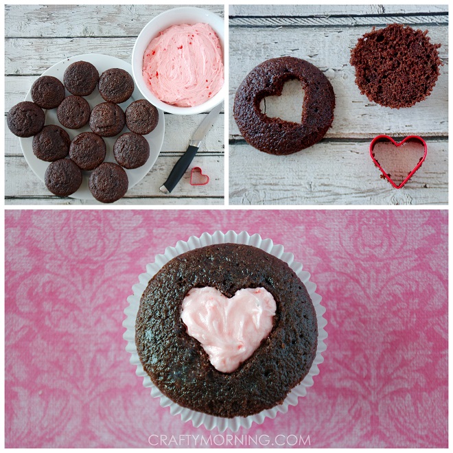 Valentine Heart Cut-Out Cupcakes