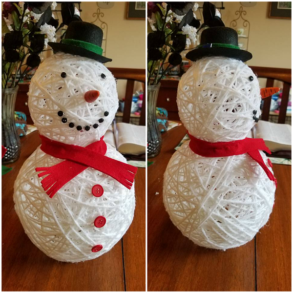 3D Yarn Snowman Craft