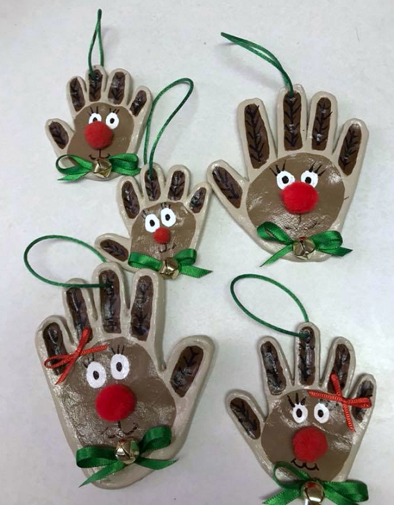 Handprint Clay Reindeer Ornaments