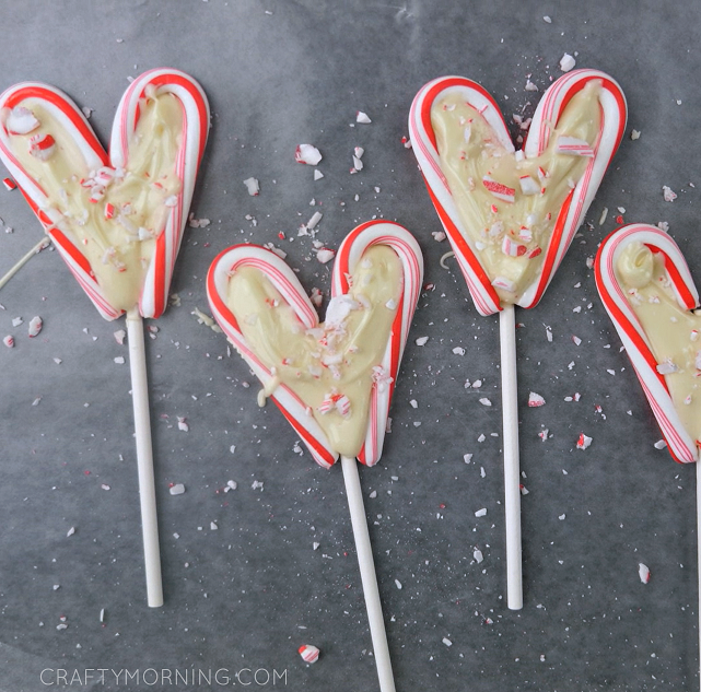 Candy Cane Heart Pops