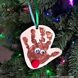 Handprint Reindeer Ornaments - Crafty Morning