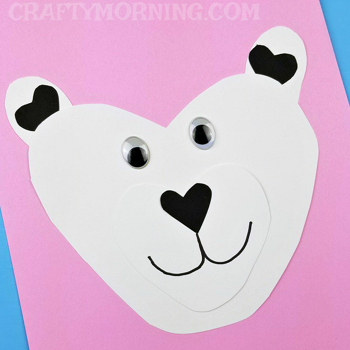 Heart Shaped Polar Bear Valentine Craft