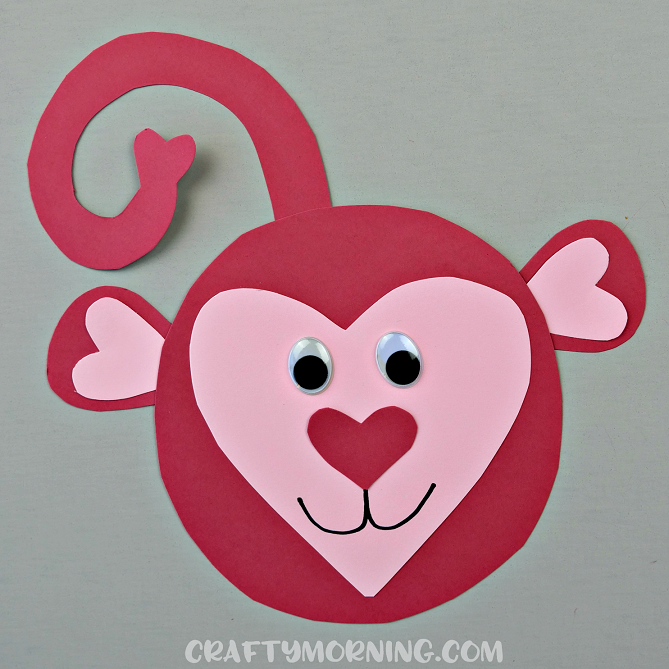 Heart Shaped Monkey Valentine Craft
