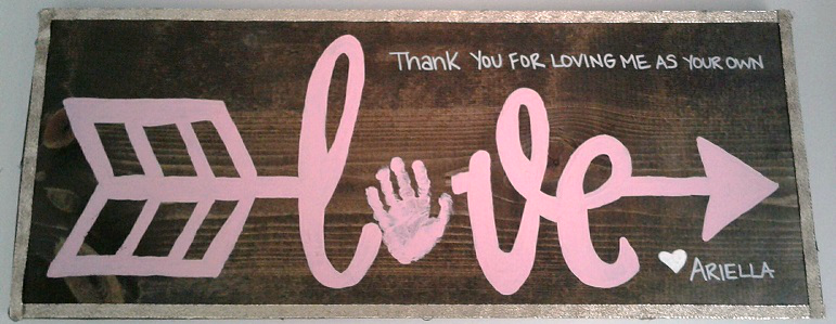 Arrow Love Handprint Wood Sign