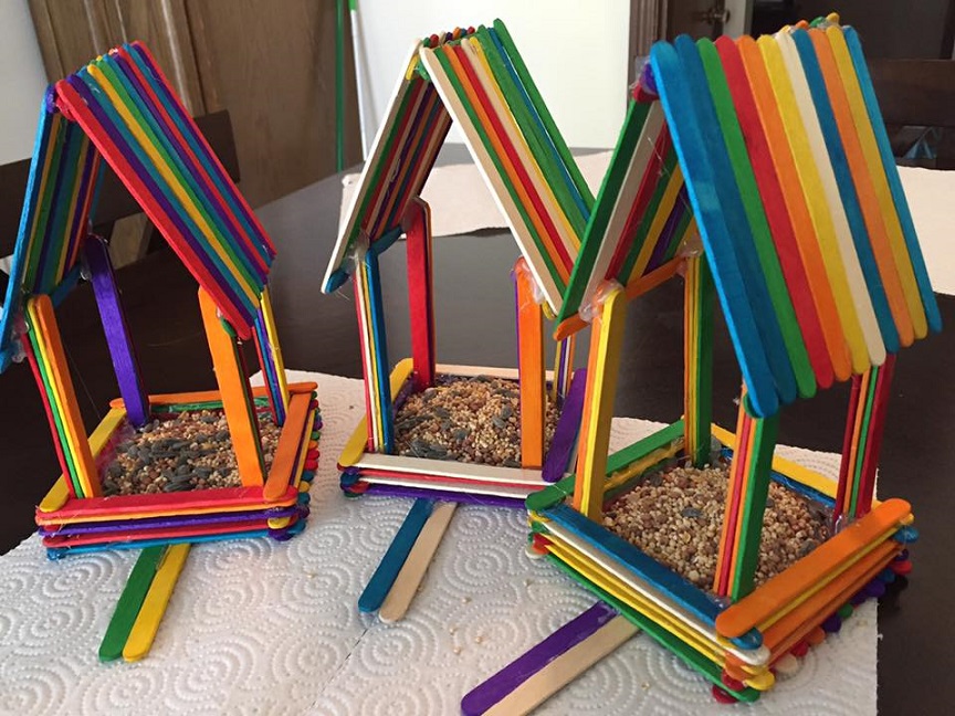 Rainbow Popsicle Stick Birdhouses