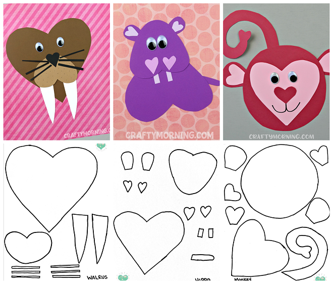 Free Printable Templates of Heart Shape Animals - Crafty Morning