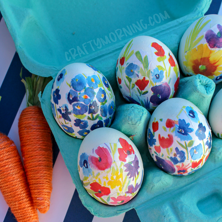 Floral Decoupage Easter Eggs