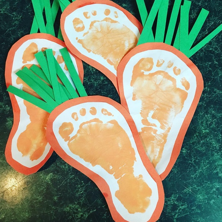 Easter Crafts for Kids | Footprint Carrots | Beanstalk Mums