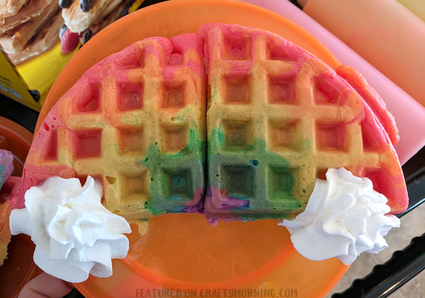 Rainbow Waffles for St. Patrick's Day
