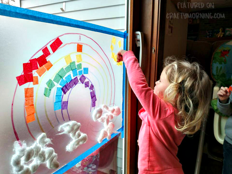 Sticky Rainbow Wall (Kids Activity) - Crafty Morning