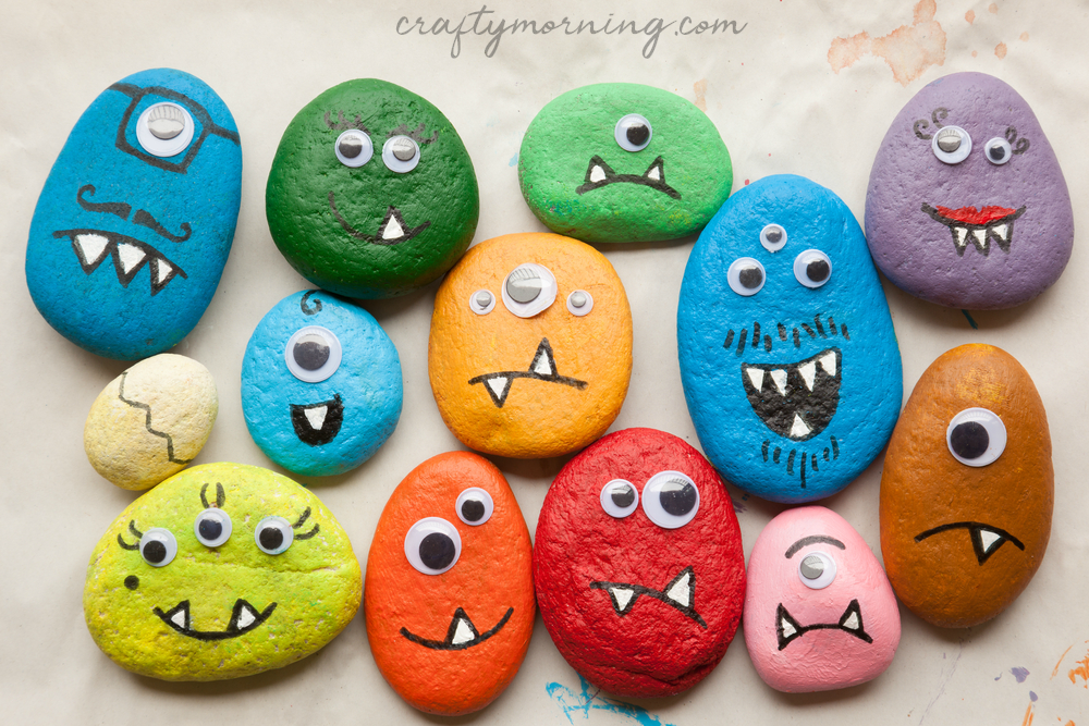 Decorate Stones like Halloween Monsters