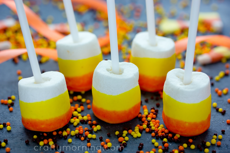 Candy Corn Marshmallow Pops - Crafty Morning