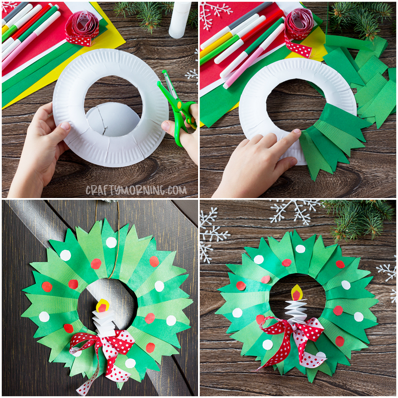Paper Plate Christmas Wreath Craft - Crafty Morning