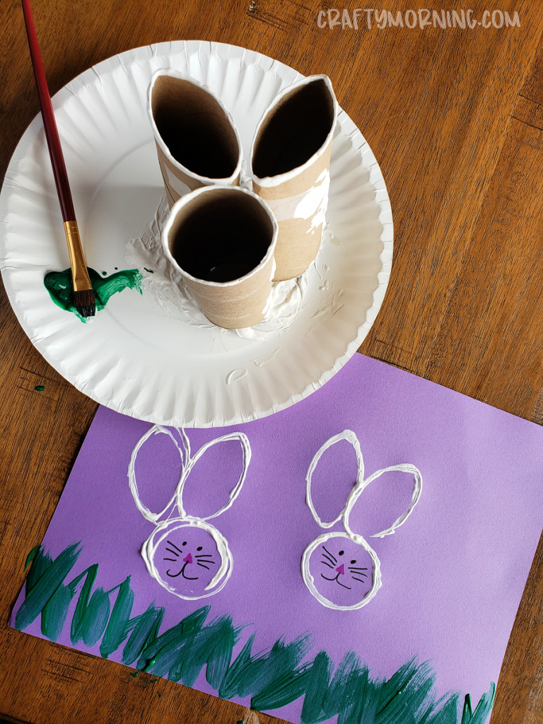 Toilet Paper Roll Bunny Stamps