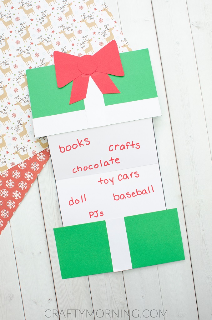 Foldable Christmas Present Wish List Craft