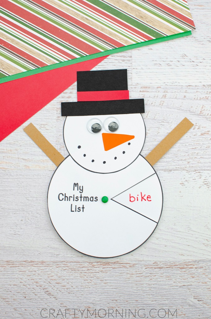 Snowman Christmas Wish List Spinner