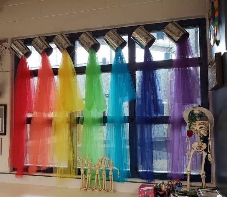 Pouring Paint Can Curtains Crafty Morning, How To Hang Curtains In Classroom