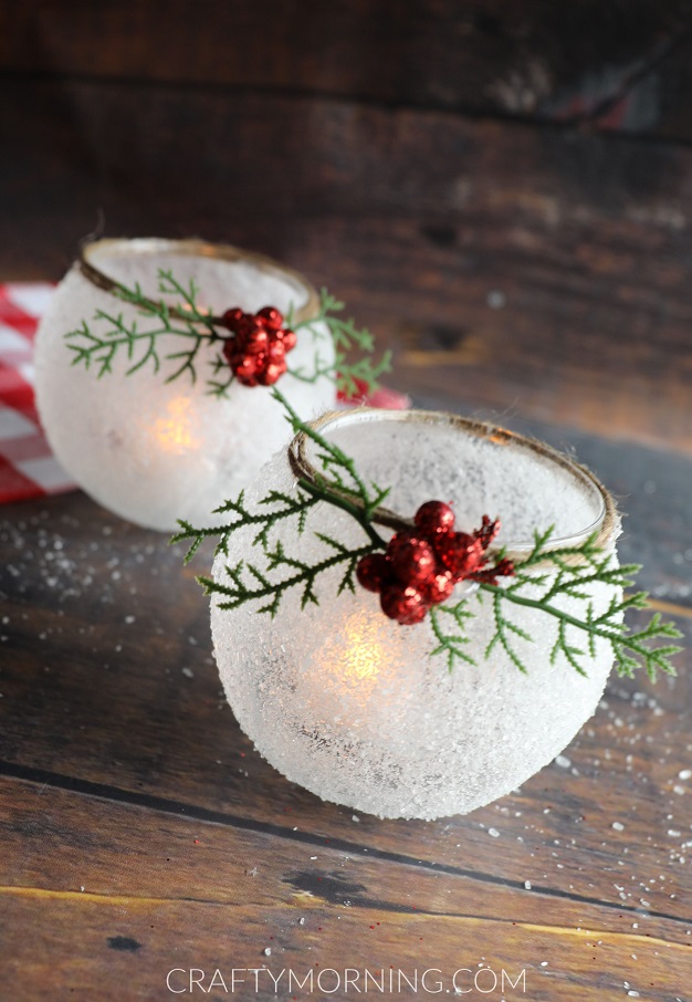 Snowy Frosted Candle Holders