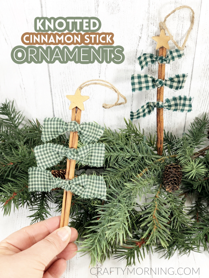 Knotted Cinnamon Stick Tree Ornaments - Crafty Morning