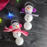 Ping Pong Ball Snowman Ornaments