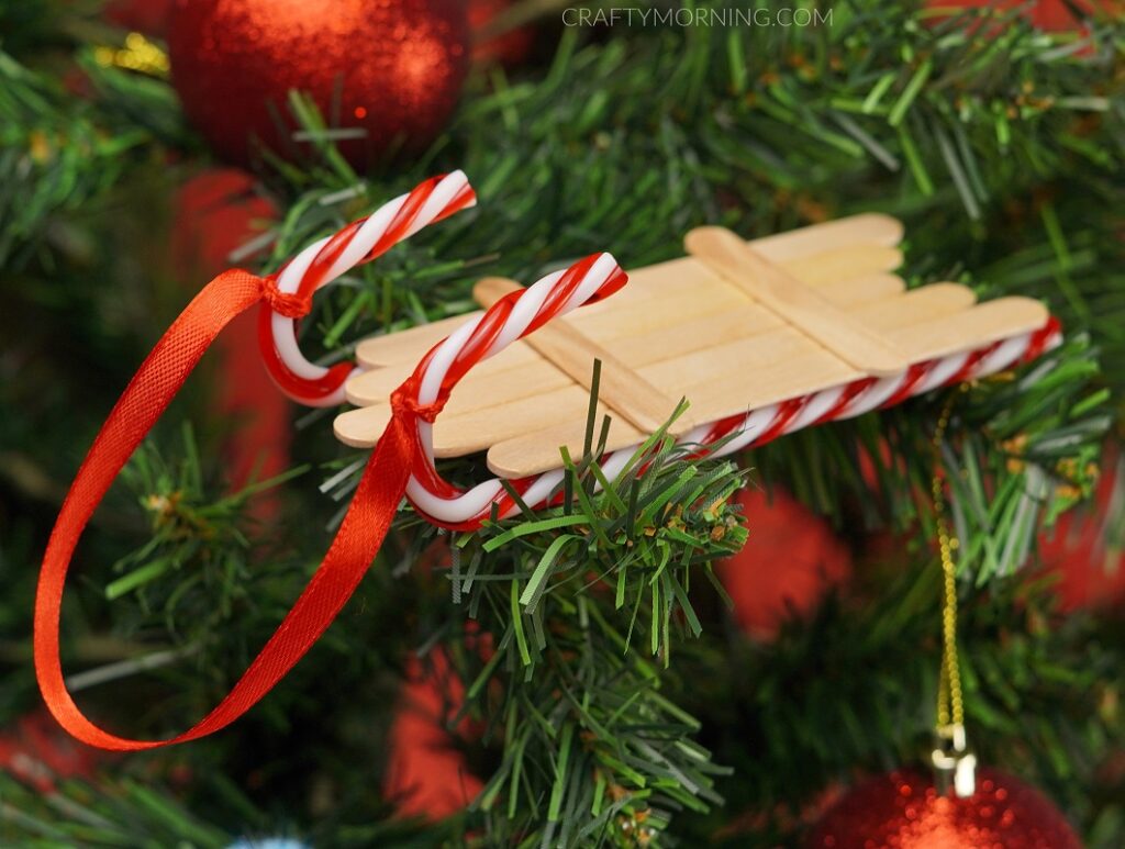 Popsicle Stick Sled Ornament - Crafty Morning