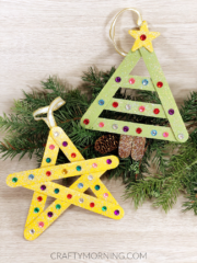 Popsicle Stick Christmas Tree and Star Ornaments - Crafty Morning