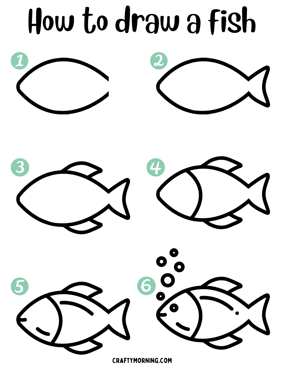 How to draw a fish cute and easy step by step | Easy animals to draw-saigonsouth.com.vn