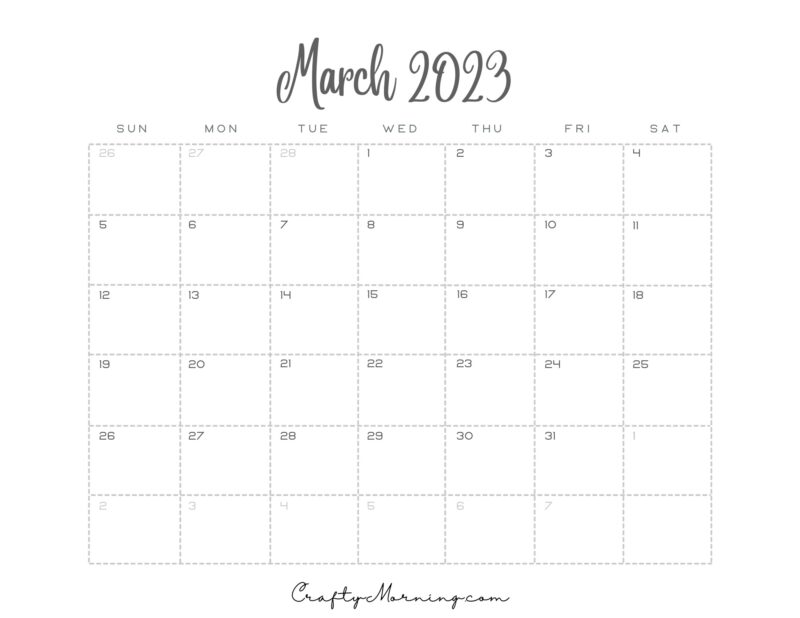 2023 Printable Calendar (Monthly PDFs) - Crafty Morning
